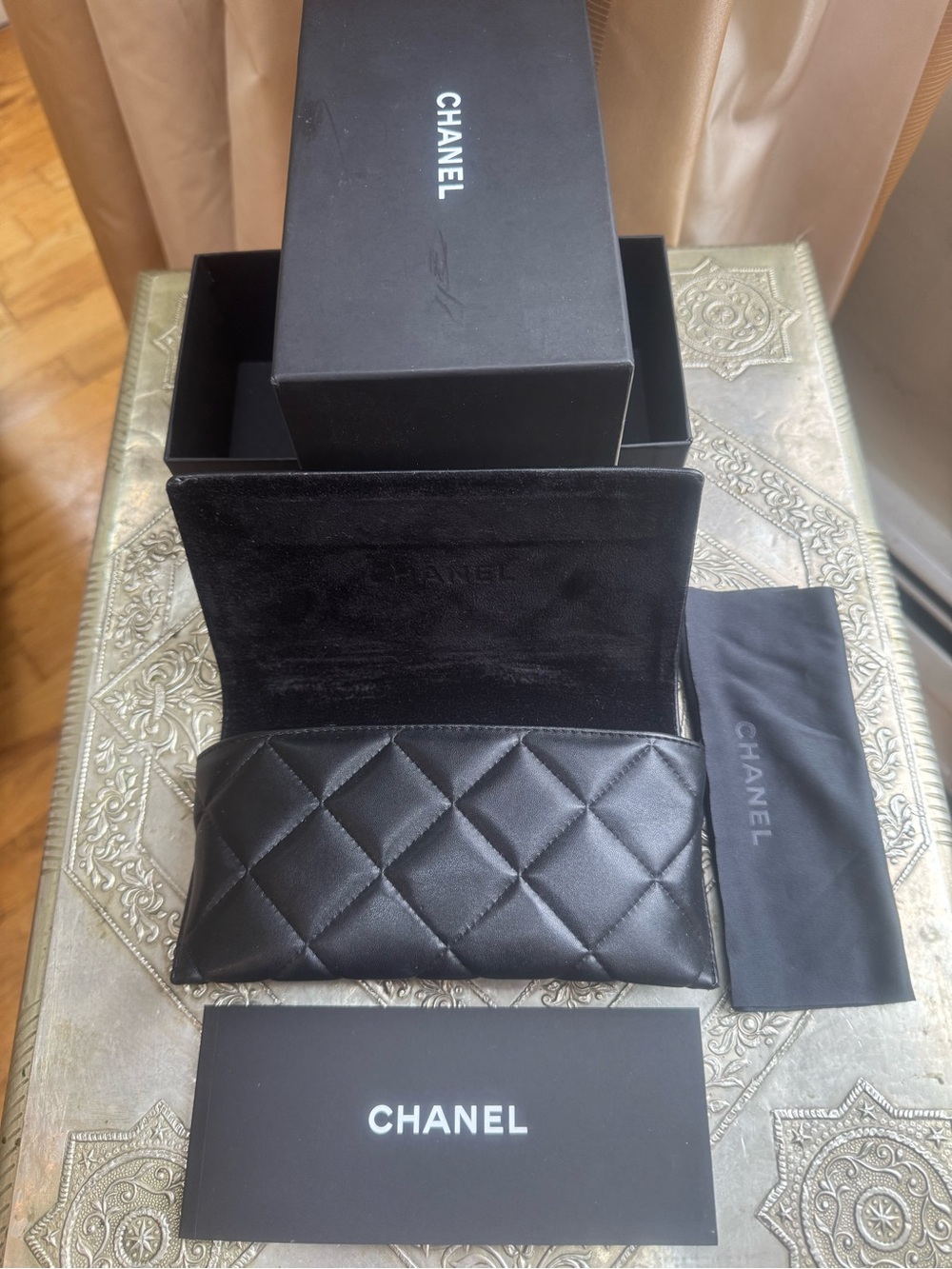 CHANEL Black Oversized Square 5435A Sunglasses with Gold CC Emblem - Picture 3 of 13